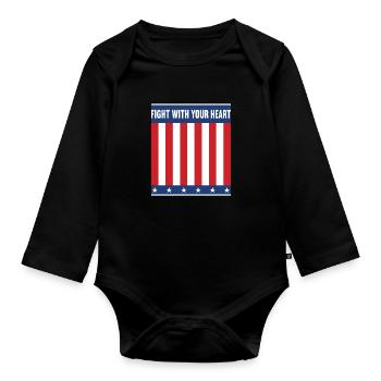 Fight with your heart!! - Win at all costs! - Organic Longsleeve Baby Bodysuit - black - Front
