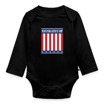 Never give up - Baby Bio-Langarm-Body - Schwarz - Vorne