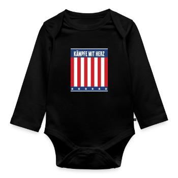 Fight with hearts - Organic Longsleeve Baby Bodysuit - black - Front