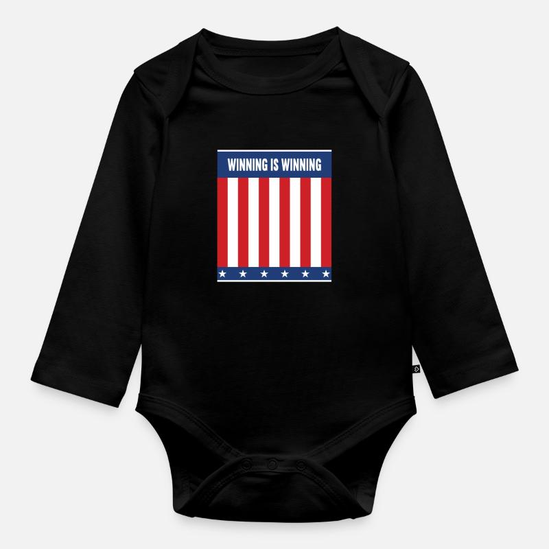 Winning is winning - Organic Longsleeve Baby Bodysuit - black