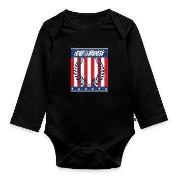Never Surrender - Organic Longsleeve Baby Bodysuit - black - Front
