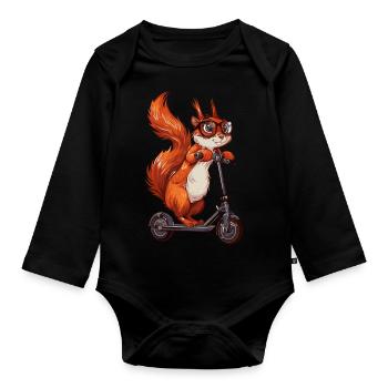 Eichhörnchen Roller - Baby Bio-Langarm-Body - Schwarz - Vorne