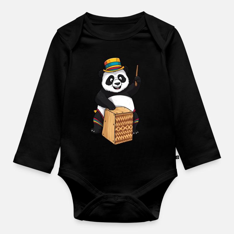 Cajon-Schlagzeuger - Baby Bio-Langarm-Body - Schwarz