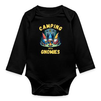 Camping nains de jardin camping feu de camp amusant - Body Bébé bio manches longues - noir - Devant