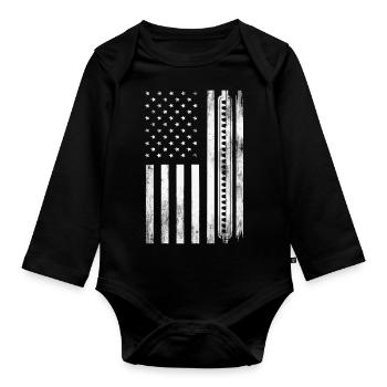 Harmonica Playing Gift - Organic Longsleeve Baby Bodysuit - black - Front
