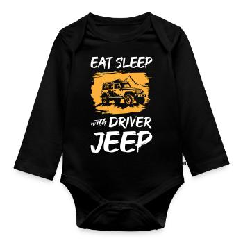 Mangez Dormez avec les Jeeps Driver - Body Bébé bio manches longues - noir - Devant