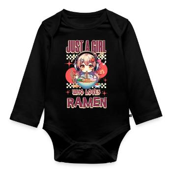 Just A Girl Who Loves Ramen - Organic Longsleeve Baby Bodysuit - black - Front
