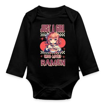 Just A Girl Who Loves Ramen - Organic Longsleeve Baby Bodysuit - black - Front