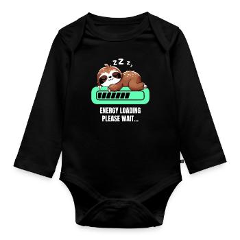 Sloth Sleep Shirt Chilling Cute Sleeping Cute - Organic Longsleeve Baby Bodysuit - black - Front