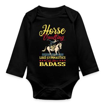 Loves Horse Vaulting Gift - Organic Longsleeve Baby Bodysuit - black - Front
