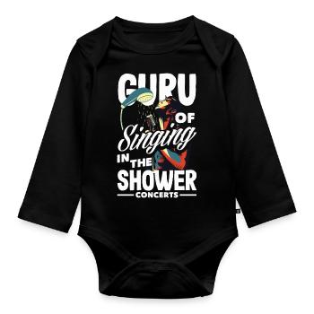 Gourou du chant sous la douche Amateur de musique drôle - Body Bébé bio manches longues - noir - Devant