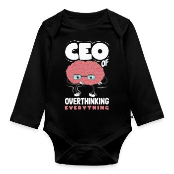 PDG de Overthinking Everything Funny Brain - Body Bébé bio manches longues - noir - Devant