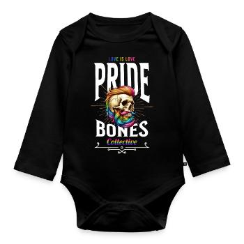 Love Is Love LGBTQ+ Pride Bones Collective - Body Bébé bio manches longues - noir - Devant