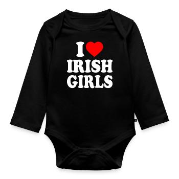 I love irish girls - Organic Longsleeve Baby Bodysuit - black - Front