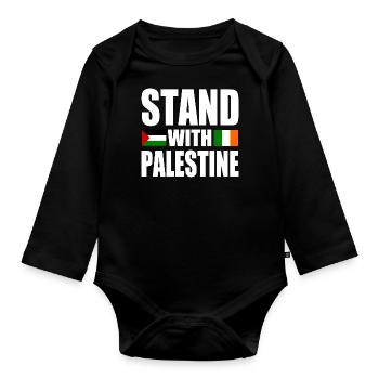 Stand with palestine - Organic Longsleeve Baby Bodysuit - black - Front