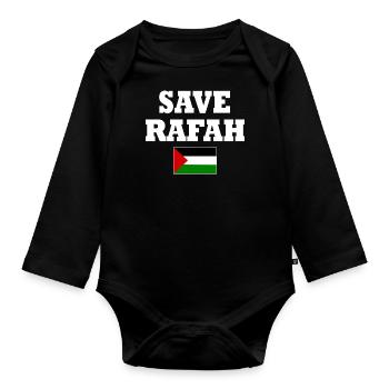 Save rafah - Body Bébé bio manches longues - noir - Devant