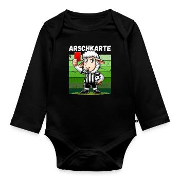 Fußball Fußballfan Finale Rote Karte Foul Lustig - Baby Bio-Langarm-Body - Schwarz - Vorne