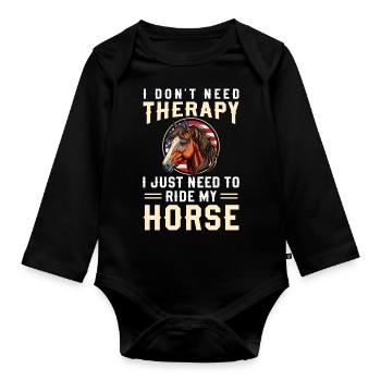 Horse Ride Riding Riding Stallion - Organic Longsleeve Baby Bodysuit - black - Front