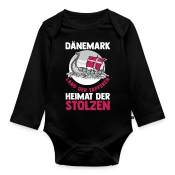 Danes Danish Denmark - Organic Longsleeve Baby Bodysuit - black - Front