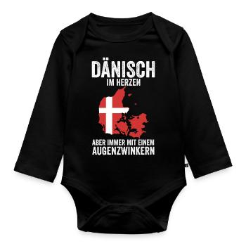 Danes Danish Denmark - Organic Longsleeve Baby Bodysuit - black - Front