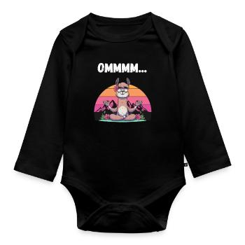 Lama Yoga Méditation Om Rétro Lotus Pose Drôle - Body Bébé bio manches longues - noir - Devant