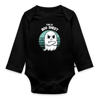 Halloween Ghost Ghost Bullshit Pun Funny - Organic Longsleeve Baby Bodysuit - black - Front