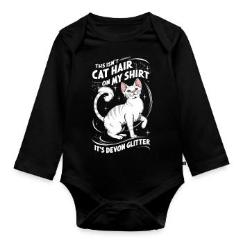 Katze Devon Rex Geschenk - Baby Bio-Langarm-Body - Schwarz - Vorne