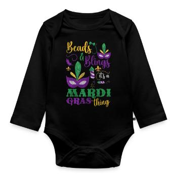Carnival Celebration Colorful Beads - Organic Longsleeve Baby Bodysuit - black - Front