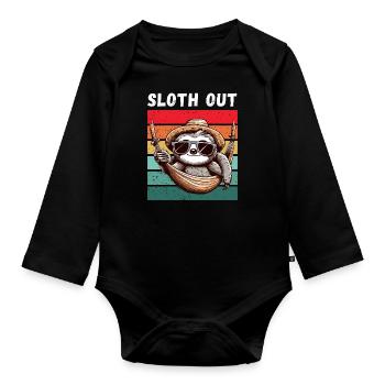 Sloth Hammock Holiday Weekend Chilling Fun - Organic Longsleeve Baby Bodysuit - black - Front