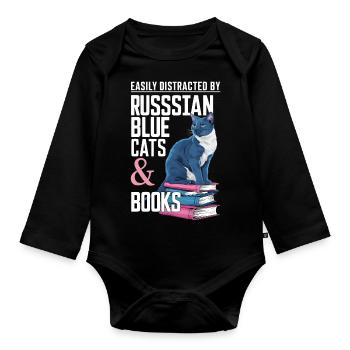 Katze Russisch Blau Geschenk - Baby Bio-Langarm-Body - Schwarz - Vorne