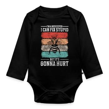Beekeeper Busy Breeding Honey Bee - Organic Longsleeve Baby Bodysuit - black - Front