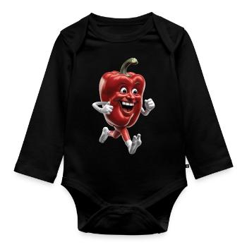 Paprika Geschenk - Baby Bio-Langarm-Body - Schwarz - Vorne