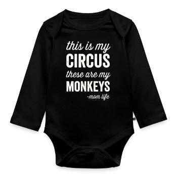 Mein Zirkus Meine Affen Mama-Leben - Baby Bio-Langarm-Body - Schwarz - Vorne