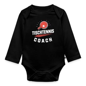 Tischtennis-Ping-Pong-Coach - Baby Bio-Langarm-Body - Schwarz - Vorne