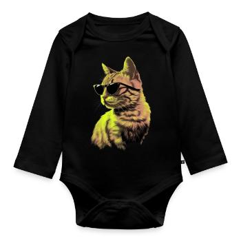 Sonnenbrille für Japanese Bobtail-Katzen Geschenk - Baby Bio-Langarm-Body - Schwarz - Vorne