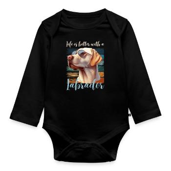 Labrador Retriever Chien Maîtresse Maître Wauwau - Body Bébé bio manches longues - noir - Devant
