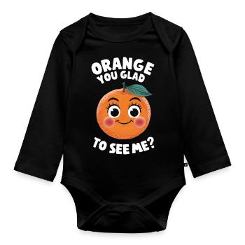 Lustiges Orangenfrucht Geschenk - Baby Bio-Langarm-Body - Schwarz - Vorne