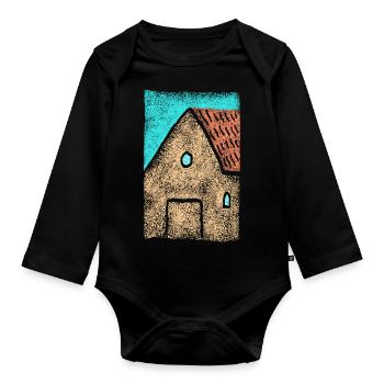 House - Architecture Design - Country Life - Organic Longsleeve Baby Bodysuit - black - Front