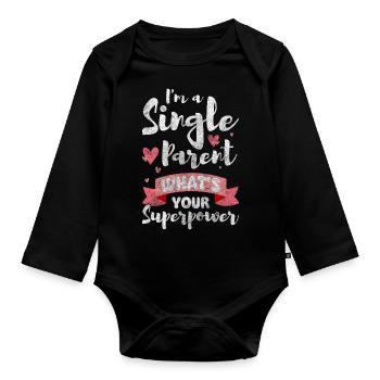 Single Parent Partner Mother - Organic Longsleeve Baby Bodysuit - black - Front