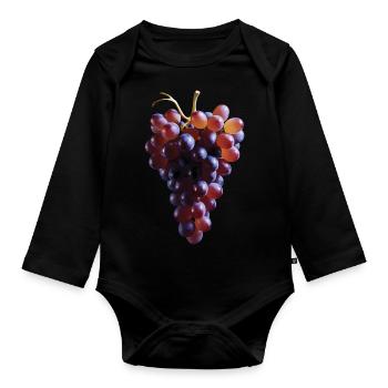 Trauben Obst Geschenk - Baby Bio-Langarm-Body - Schwarz - Vorne
