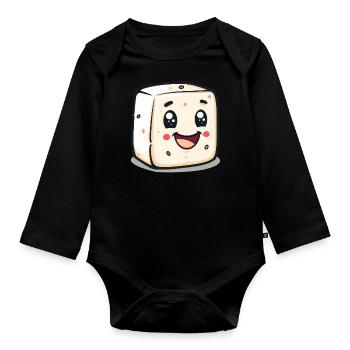 Süßer Marshmallow Comic - Baby Bio-Langarm-Body - Schwarz - Vorne