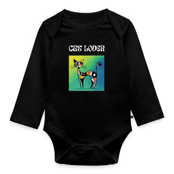 Cat Cat Lover Miró Art Cat Owner Meow - Organic Longsleeve Baby Bodysuit - black - Front