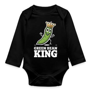 Grüne Bohnen - Baby Bio-Langarm-Body - Schwarz - Vorne