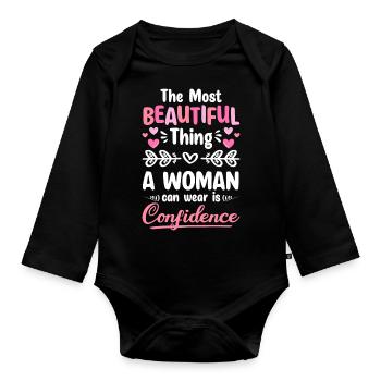 Célébration de l’émancipation féminine de la femme - Body Bébé bio manches longues - noir - Devant