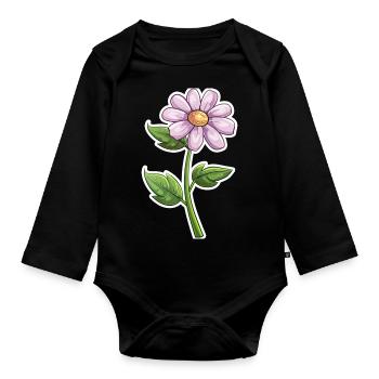 Fleurs - Body Bébé bio manches longues - noir - Devant