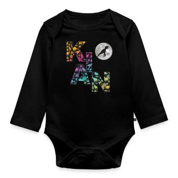 KIAN - Schöner Jungen Name mit Dinosaurier - Baby Bio-Langarm-Body - Schwarz - Vorne