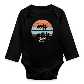 Ballett Tanzen Vintage Retro Sport Sonnenuntergang - Baby Bio-Langarm-Body - Schwarz - Vorne