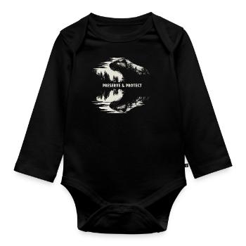 Preserve & Protect Beaver Forest Animal Nature Trees - Organic Longsleeve Baby Bodysuit - black - Front