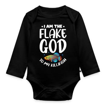 I am the flake god to my killifish Design - Baby Bio-Langarm-Body - Schwarz - Vorne