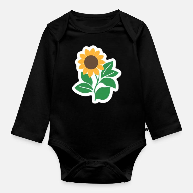 Sonnenblume - Baby Bio-Langarm-Body - Schwarz